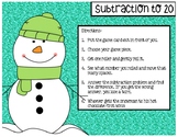Winter Math Fluency Game Subtraction to 20