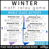 Winter Math Game for 4th Grade | Relay Review Activity | M