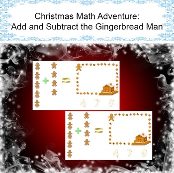 Preview of Winter Math Games: Add and Subtract the Gingerbread Men (No Prep) #toast23