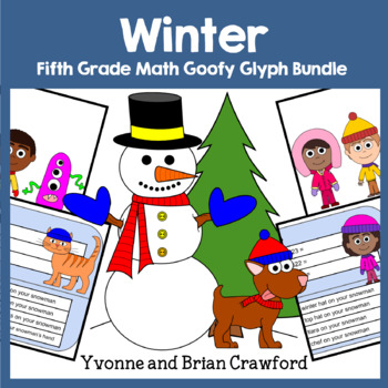 Preview of Winter Math Goofy Glyph Bundle Fifth Grade | Math Facts | 30% off