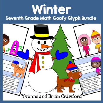 Preview of Winter Math Goofy Glyph Bundle Seventh Grade | Math Facts | 30% off