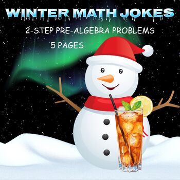 Preview of Winter Math Jokes SOLVE 2-STEP EQUATIONS PRE-ALGEBRA AND ALGEBRA