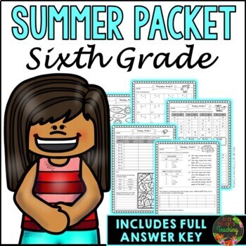 Preview of Sixth Grade Summer Packet (Summer Break Review, Homework Sheets & Summer School)