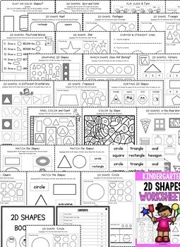 kindergarten 2d shapes worksheets kindergarten math series tpt