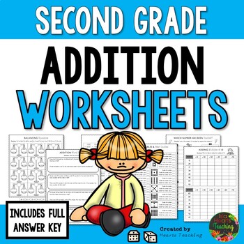 second grade addition worksheets second grade math series tpt