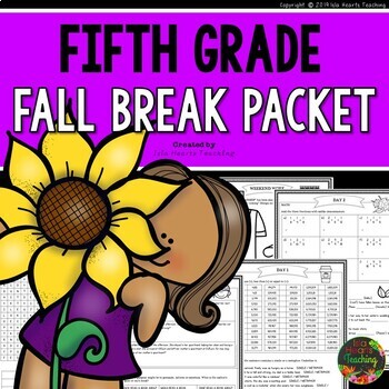 Preview of Fifth Grade Fall Break Packet (Fifth Grade Fall Break Homework)