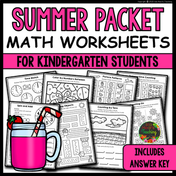 Preview of Kindergarten Summer Break Math Packet End of Year Review Summer School Tutoring