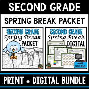 Preview of Second Grade Spring Break Homework Packet - Print & Digital - Distance Learning