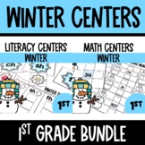 Winter Math & Literacy Centers Bundle - 1st Grade