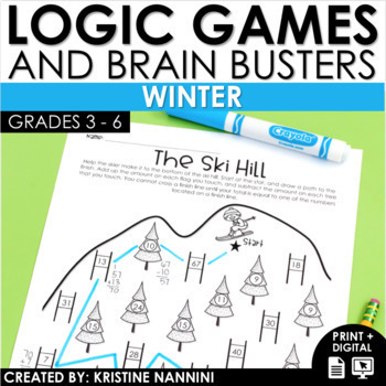 Preview of Winter Math Logic Puzzles Brain Teasers | Early Finishers Activities Enrichment