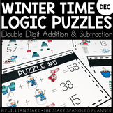 Winter Math Logic Puzzles- Double Digit Addition and Subtraction