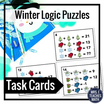 Preview of Winter Math Logic Puzzles Task Cards