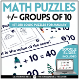 Winter Math Logic Puzzles for January: Add & Subtract Grou