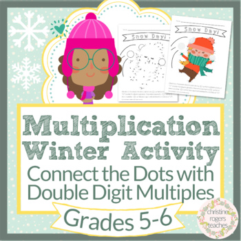 Preview of Winter Math Multiples Multiplication 5th 6th Connect the Dots Winter Math