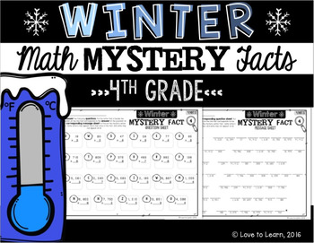 Preview of Winter Math Mystery Facts **4th Grade**