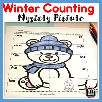 Preview of Winter Math Mystery Picture Activity | January Counting to 10 Activity