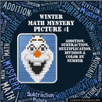 Preview of Winter Math Mystery Picture Addition Subtraction Multiplication Division