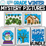 Winter Mystery Coloring Pictures - 4th Grade Math Review- 
