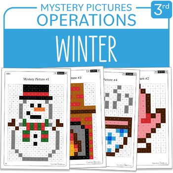 Preview of Winter Math Mystery Pictures Grade 3 Multiplication Division 1-9 Snowman