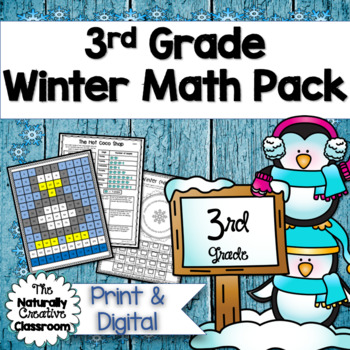 Preview of Winter Math for 3rd Grade | 28 pages of Winter Math Activities | PRINT & DIGITAL