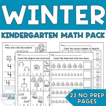 Preview of Winter Math Pack for PreK and Kindergarten | Counting 1-10 | NO PREP