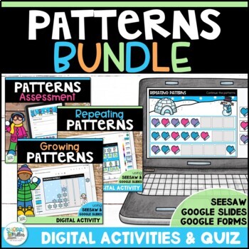 Preview of Growing & Repeating Patterns Math Activities Digital BUNDLE - Extending & Shapes