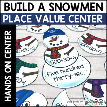 Preview of Winter Place Value Activity Center - Place Value Snowmen Math Center