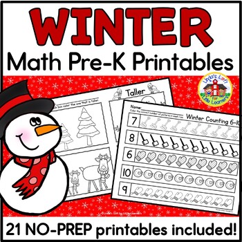 Preview of Winter Math Worksheets | Printables for Preschool