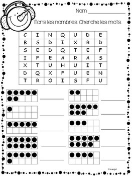 Winter Math Printables in French - Counting and Representing Numbers to 100
