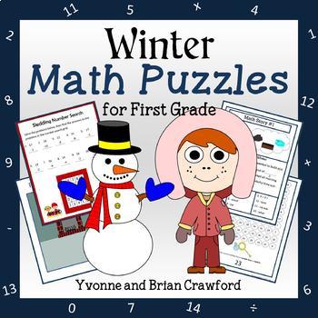 Preview of Winter Math Puzzles | 1st Grade | Math Skills Review | Math Enrichment