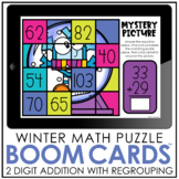 Winter Math Puzzles | 2 Digit Addition Boom Cards with Regrouping