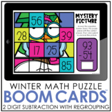 Winter Math Puzzles | 2 Digit Subtraction Boom Cards with 