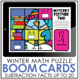 Winter Math Puzzles | Subtraction to 20 Boom Cards