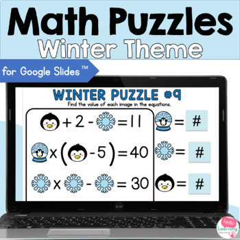 Preview of Winter Math Puzzles and Brain Teasers for Google Slides™