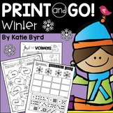 Winter Math Reading Phonics Literacy NO PREP printables - 