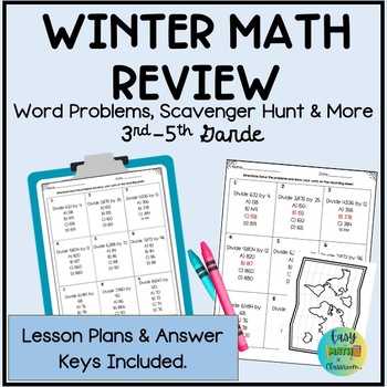 Preview of Winter Math Review Scavenger Hunt Activities & Lesson Plans