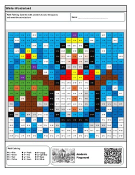 Preview of Winter Math Secret Image Color-by-Code Worksheet (Addition to 13)