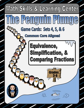 Preview of Penguin Plunge Game Cards (Simplify & Compare Fractions) Sets 4-5-6