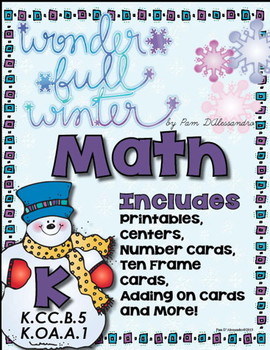 Preview of Winter Math Snowman K.CC.B5, K.OA.A.1 - How Many? Adding On