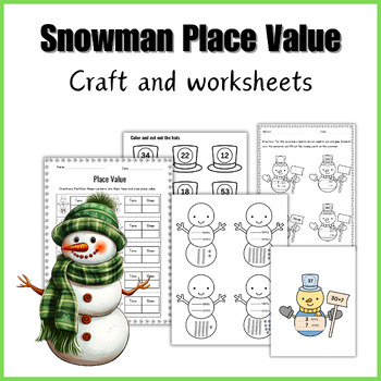 Preview of Winter Tens and Ones Craft|100th Day of SchoolPlace Value Worksheets Activities
