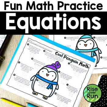 Preview of Winter Equations Worksheet with One Step & Two Step Practice