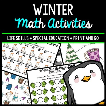 Preview of Winter Math - Special Education - Life Skills - Print & Go Worksheets