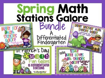 Preview of Spring Math Stations Galore-Five Differentiated and Aligned Sets