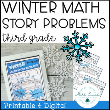 Preview of 3rd Grade Winter Math Story Problems | Third Grade Math Word Problems Winter
