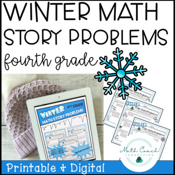 Preview of Fourth Grade Winter Math Story Problems | 4th Grade Math Word Problems Winter
