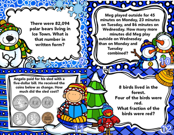 Winter Math Task Cards by Adrienne Wiggins | TPT