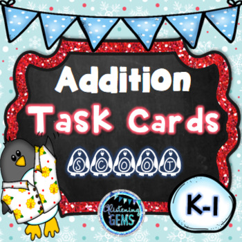 Preview of Addition Task Cards Winter Theme