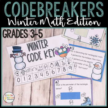 Preview of Winter Math Task Cards Center Activity for  Grades 3, 4, 5