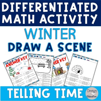 Preview of Winter Math Telling Time | Elapsed Time Coloring Activities 2nd 3rd 4th Grades