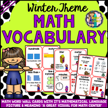 Preview of Winter Math Vocabulary Cards A to Z (Winter Math)